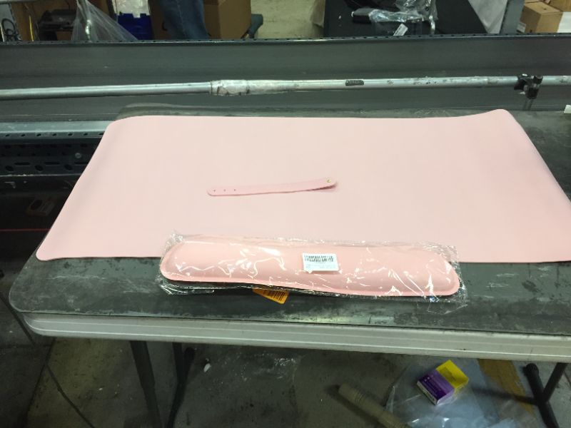 Photo 1 of 35"X17" COMPUTER DESK PAD WITH ARM REST-PINK (ITEM IS DIRTY)