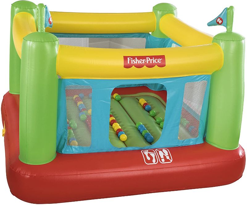 Photo 1 of Fisher-Price 93532E Bouncesational Bouncer - Inflatable Bounce House, Green, Yellow, Red, Blue
