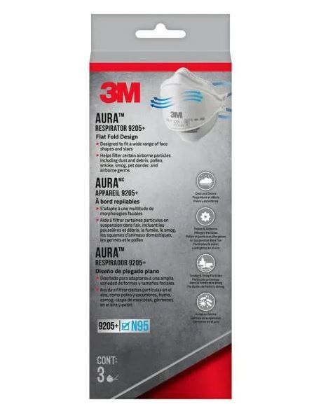 Photo 1 of 3M Aura Particulate Respirator N95 Foldable (3-Pack)

