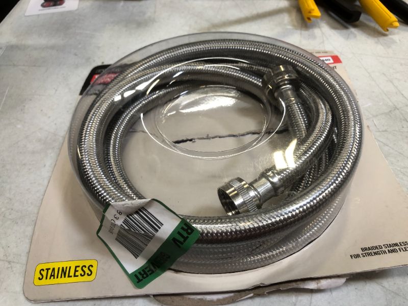 Photo 2 of 3/4 in. x 3/4 in. x 96 in. Stainless Steel Washing Machine Hose