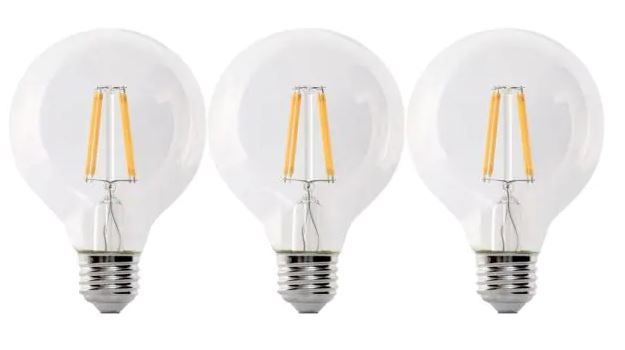 Photo 1 of 25-Watt Equivalent G25 E26 Dimmable Filament CEC 90 CRI Clear Glass LED Light Bulb, Bright White 3000K (3-Pack)

