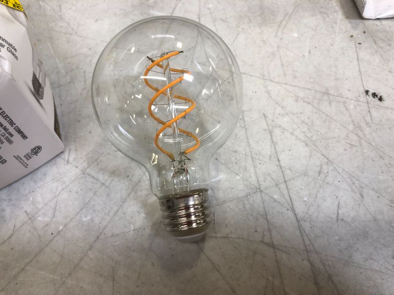 Photo 2 of 40-Watt Equivalent G25 Dimmable Clear Glass Vintage Edison LED Light Bulb with Spiral Filament Warm White (1-Bulb)

