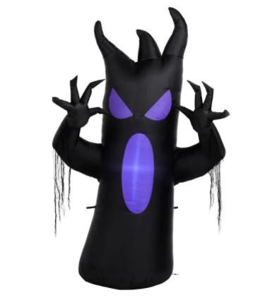 Photo 1 of 5 ft. Black Tree with Purple Face Airblown Halloween Inflatable
