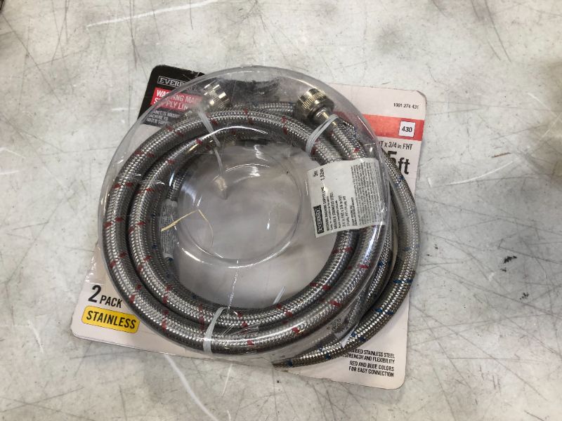 Photo 1 of Everbilt Â 3/4 in. FIP x 3/4 in. FIP x 60 in. Stainless Steel Washing Machine Hose Set