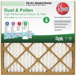 Photo 1 of 16 in. x 25 in. x 1 in. Basic Household Pleated Air Filter (3-Pack)
