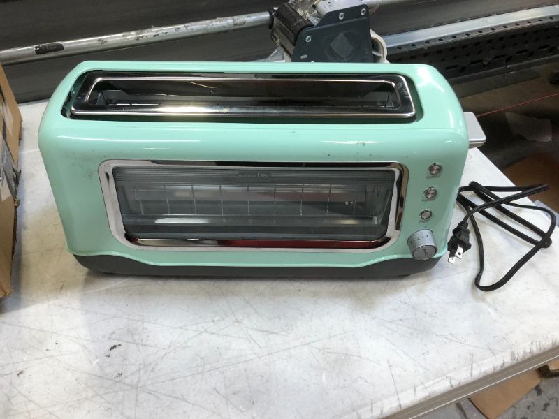 Photo 1 of Dash Clear View Toaster: Extra Wide Slot Toaster with Stainless Steel Accents + See Through Window - Defrost, Reheat + Auto Shut Off Feature for Bagels, Specialty Breads & other Baked Goods - Aqua