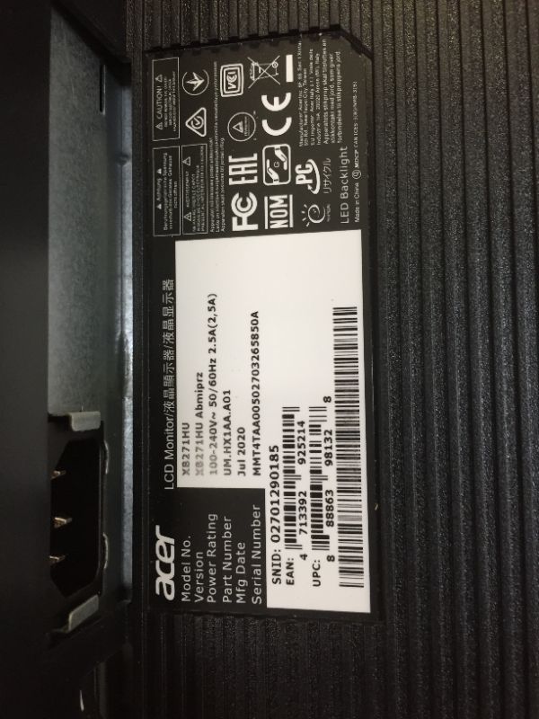 Photo 5 of Acer Predator XB271HU bmiprz 27" WQHD (2560x1440) NVIDIA G-SYNC IPS Display, (Display Port & HDMI Port, 144Hz)
