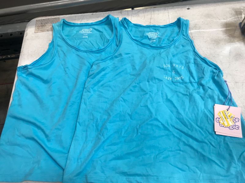 Photo 1 of kids tank top color aqua color large 2 pcs 