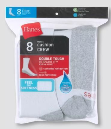 Photo 1 of Men's Hanes® Red Label 8pk Crew Socks With FreshIQTM 
