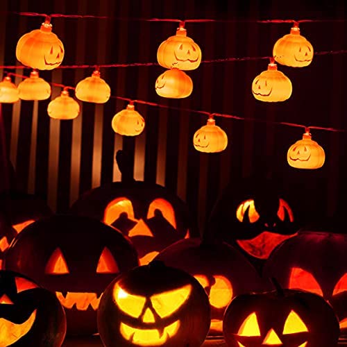 Photo 1 of 2 packs of YOUBET Halloween Pumpkin String Lights-2strings/box,20Holiday Pumpkin Lights-Waterproof Halloween Lights-10 feet/strings,8Modes Warm White Decoration-Orange Pumpkin Lights for Halloween Indoor Outdoor
