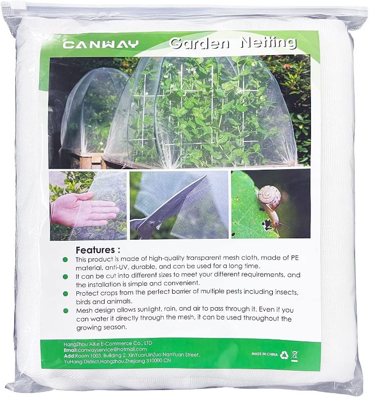 Photo 1 of Garden Netting, (2 Pack) CANWAY Plant Covers Barrier Protect for Vegetables Plants Fruits Crops 6.5ft x 9.8ft Ultra Fine Mesh Netting for Plants, Reusable Thicken Patio Gazebo Screen Barrier Net
