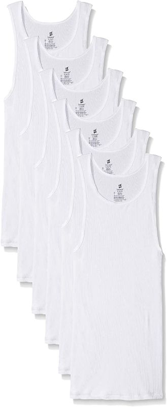 Photo 1 of Hanes Men's Big and Tall Tank Tagless Fresh IQ Comfort Soft Ribbed A-Shirt 100% Cotton - 6 Pack size medium 