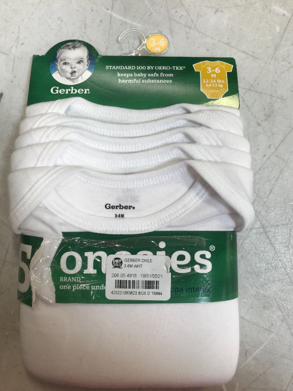 Photo 2 of Gerber Baby 5pk Short Sleeve Onesies - White
