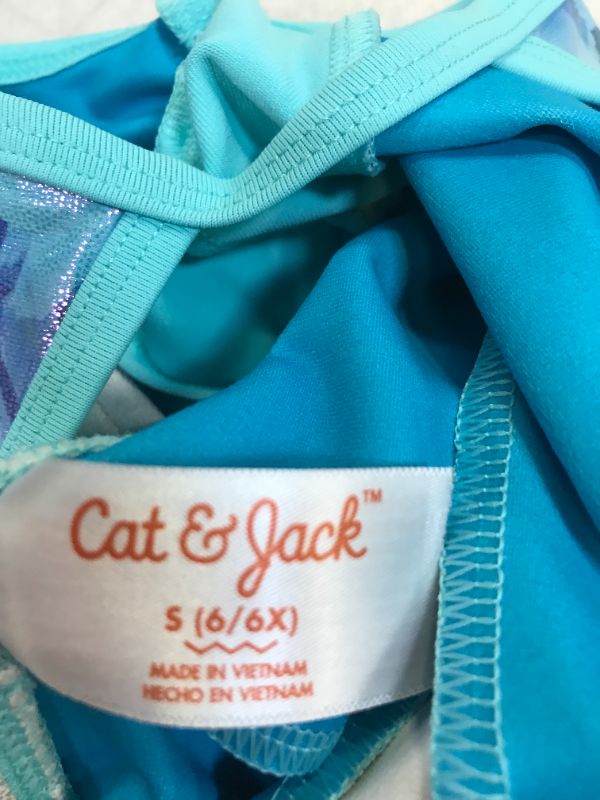 Photo 3 of Girls' Floral Foil Gymnastics Biketard - Cat & Jack™ Aqua size 6 
