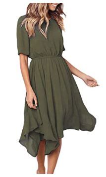 Photo 1 of Alaster Women’s Chiffon Short Sleeve Casual Midi Dress Irregular Hem Summer Dress SMALL
