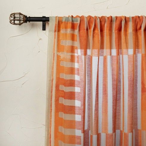 Photo 1 of 63"x54" Ophelia Printed Burnout Sheer Curtain Panel Orange - Opalhouse designed