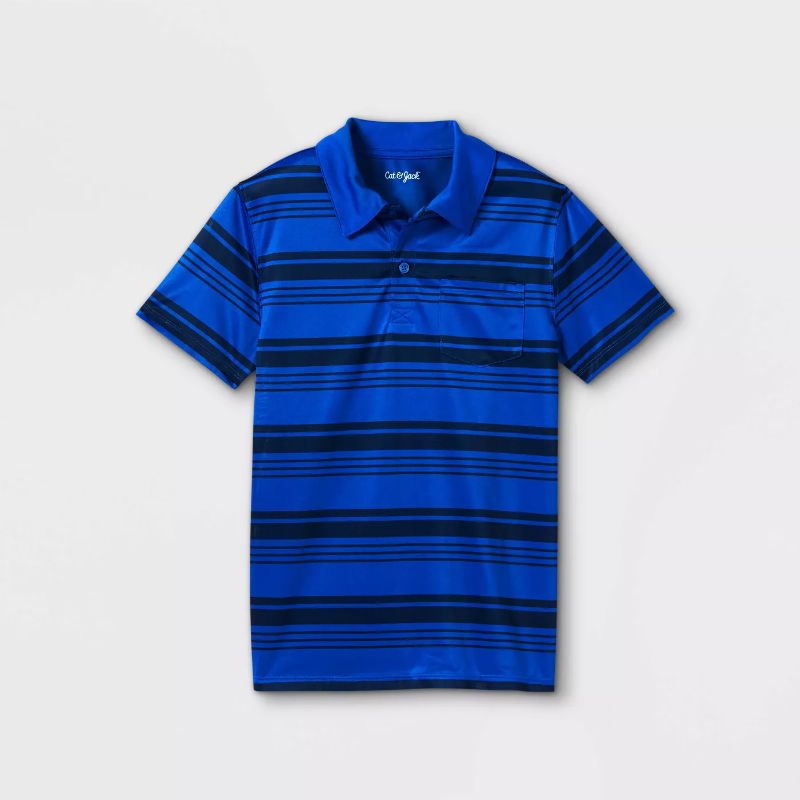 Photo 1 of Boys' Striped Knit Polo Short Sleeve Shirt - Cat & Jack™ Black/Blue
SIZE XL