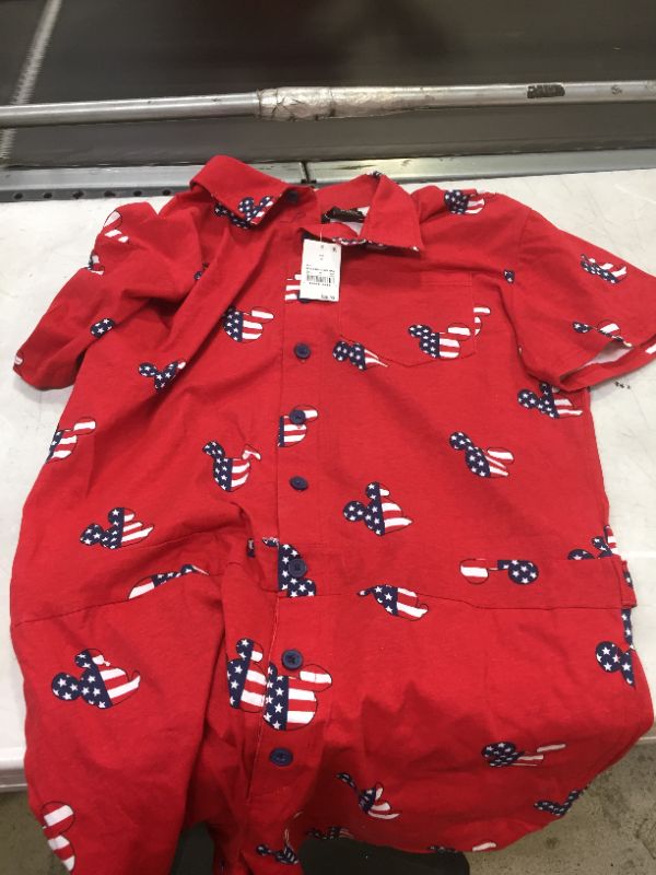 Photo 2 of Men's Disney Americana Pajama Romper - Red 
SIZE SMALL