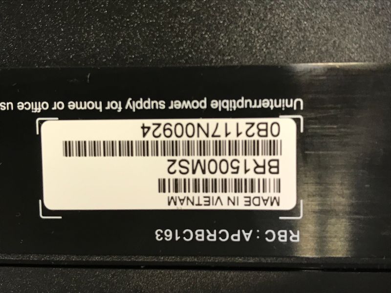 Photo 4 of APC UPS 1500VA Sine Wave UPS Battery Backup, BR1500MS2 Backup Battery Power Supply with AVR, (2) USB Charger Ports
