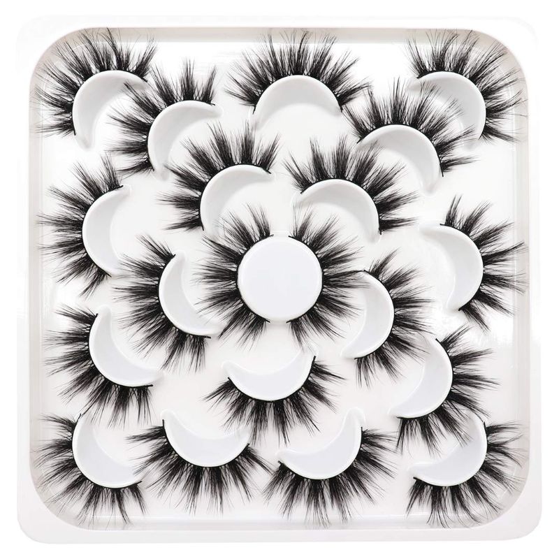 Photo 1 of 2 PACKS OF Losha False Eyelashes 10 Pairs Value Pack Faux Mink Lashes Handmade Dramatic Long Thick Soft Reusable 3D Volume Fake Eyelashes (Glam)
