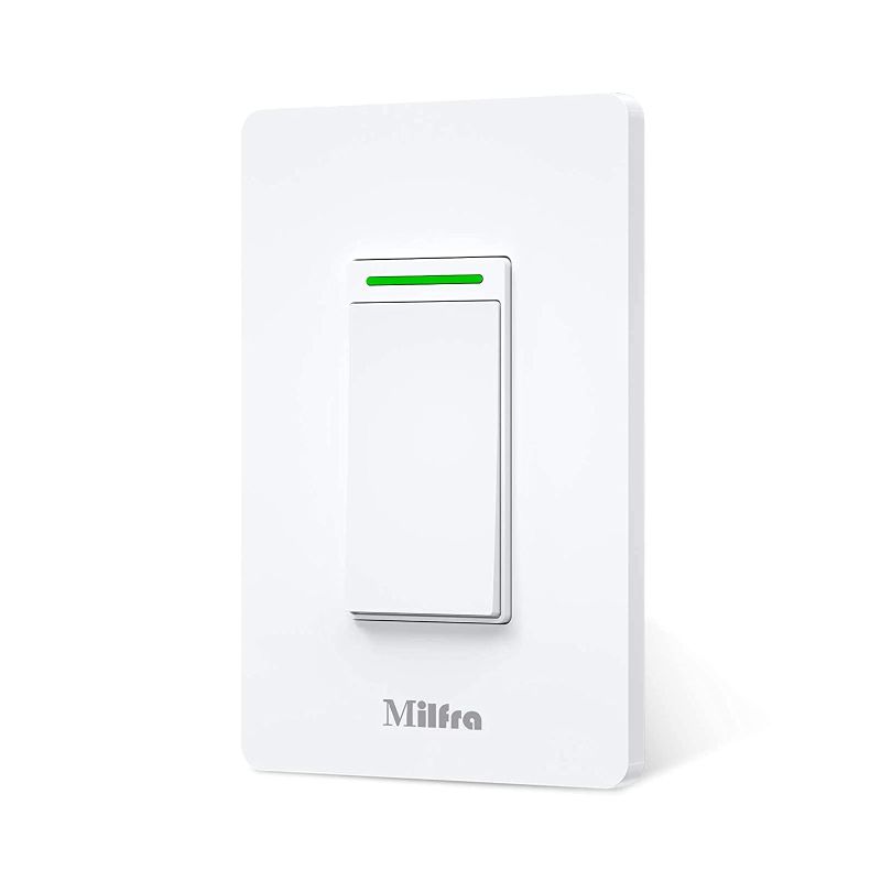 Photo 1 of Milfra Smart Switch-Smart WiFi Light Switch-MFA03, 2021 New,Single Pole Needs Neutral Wire, 2.4Ghz WiFi Light Switch Compatible with Alexa and Google Assistant, V0 Level Flame Retardant PC Material
