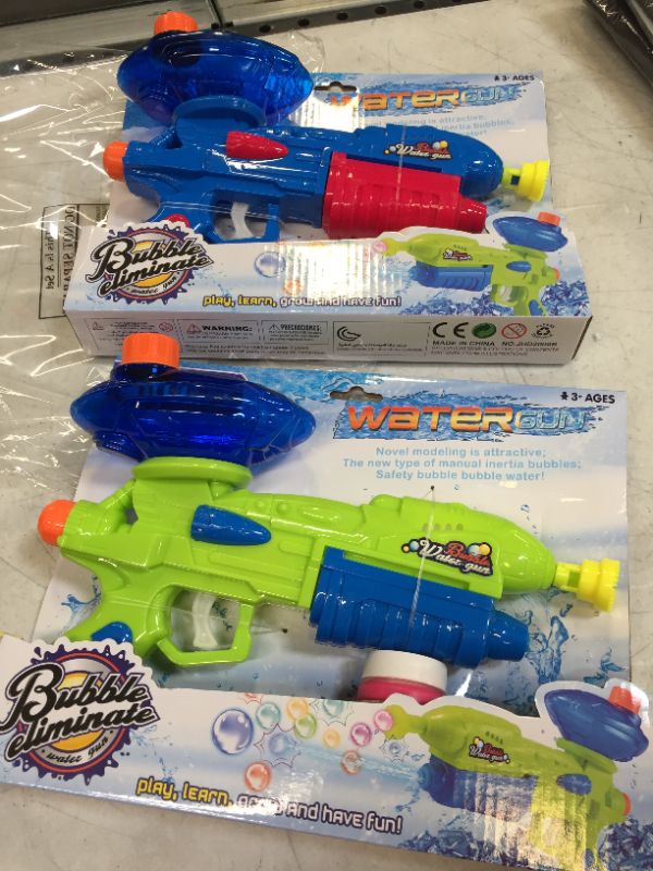 Photo 2 of (2 Pack) Bubble Gun & Water Gun for Kids, Boys, Girls – Water & Bubble Maker, Blaster & Blower Machine for Outdoor Activities Camping Pool Party – Soaker Squirt Gun Toys Gift for Age 4, 5, 6, 7, 8, 9…
