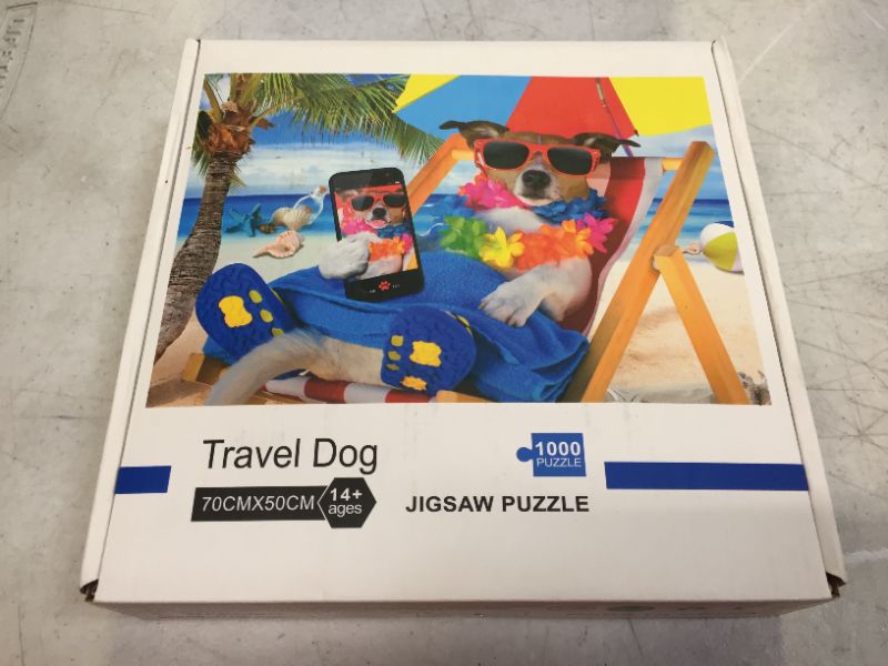 Photo 2 of 1000 Piece Puzzles for Adults 1000 Piece Puzzle with Premium 3-Layer Thick White Paper - Travel Dog Puzzle
