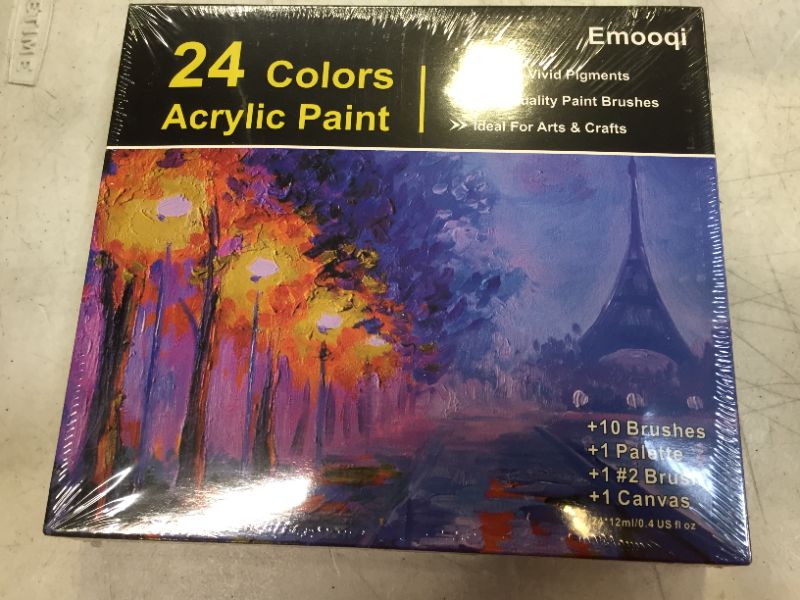 Photo 1 of 24 COLOR ACYLLIC PAINT WITH CANVAS AND BRUSH KIT 