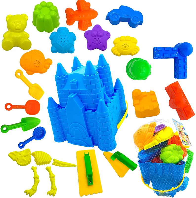 Photo 1 of 27 Pcs Kids Beach Sand Toys Set,Beach Toys Castle Molds Sand Molds,Beach Shovel Tool Kit, Sand Castle Building Kits, Kids Outdoor Toys Sandbox Toys Beach Essentials for Kids Beach Equipment,Snow Toys
