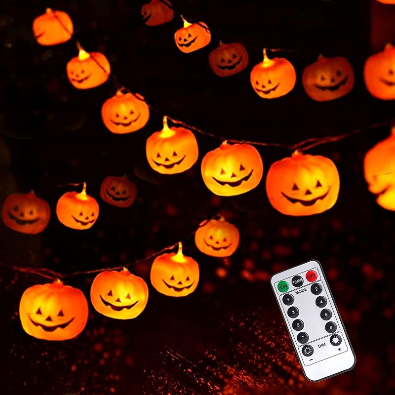 Photo 1 of SPRKLINLIN Halloween Lights Indoor, Halloween JACKOLANTERN  Light String Decoration, Battery Operated Lights String Wireless Remote Control 30 LED Lights Waterproof Design, Halloween Party Decoration.
