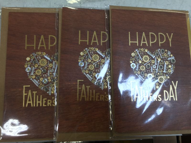 Photo 2 of 3 PACK  Hallmark Signature Wood Fathers Day Card for Dad (Nuts and Bolts Heart)
