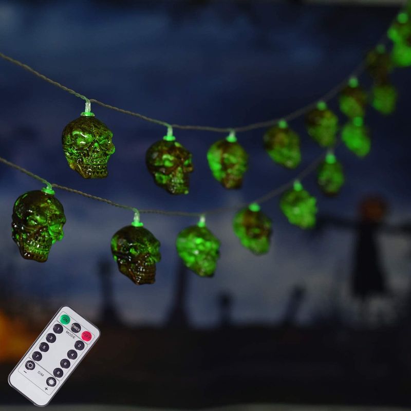 Photo 1 of 30 LED Halloween Skull String Lights, 16.4ft 8 Modes Fairy Lights with Remote, Waterproof Battery Operated Halloween Lights for Outdoor Indoor Party Bar Halloween Decoration
GREEN