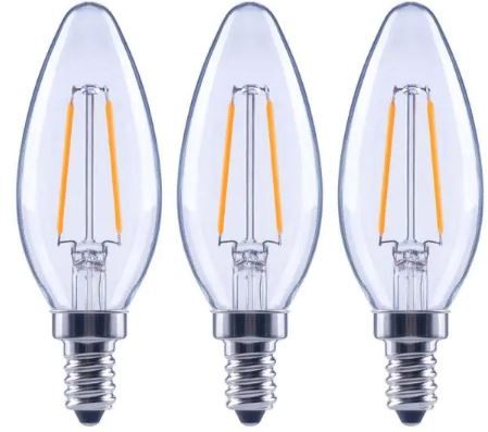 Photo 1 of 25-Watt Equivalent B11 Dimmable Blunt Tip Clear Glass Filament LED Vintage Edison Light Bulb Bright White (3-Pack) 4 PK 
