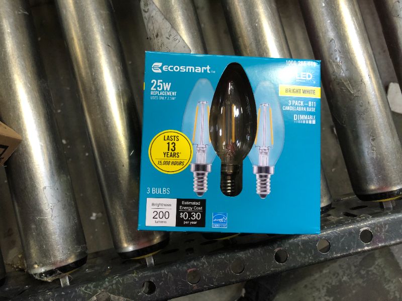 Photo 1 of 25-Watt Equivalent B11 Dimmable Blunt Tip Clear Glass Filament LED Vintage Edison Light Bulb Bright White (3-Pack) 4 PK 
