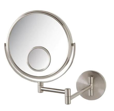 Photo 1 of 11 in. x 12 in. Wall Makeup Mirror in Nickel
