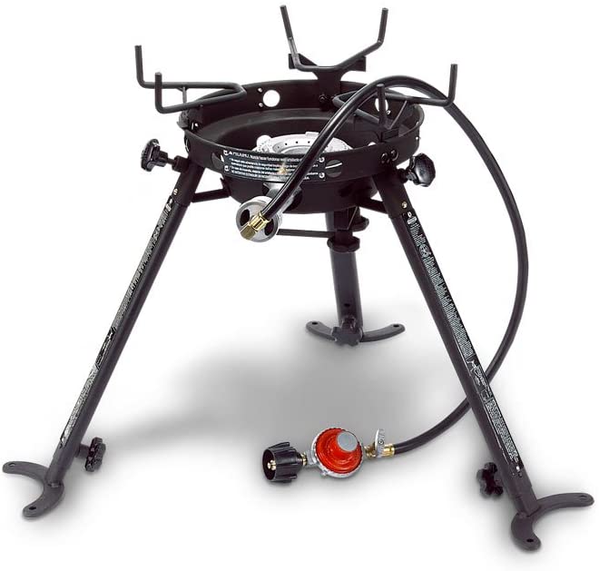 Photo 1 of Eastman Outdoors 90411 Portable Kahuna Burner with XL Pot and Wok Brackets with Adjustable and Removable Legs,Black
