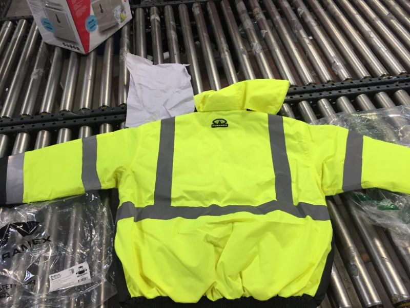 Photo 3 of PYRAMEX RJ3210L HI-VIS LIME BOMBER JACKET WITH QUILTED LINING - LARGE
