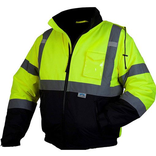 Photo 1 of PYRAMEX RJ3210L HI-VIS LIME BOMBER JACKET WITH QUILTED LINING - LARGE
