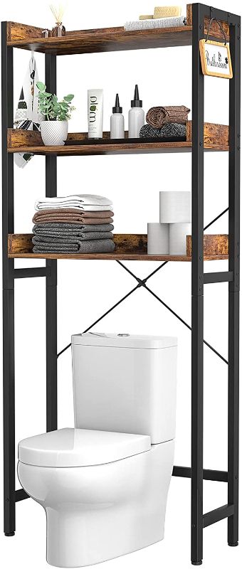 Photo 1 of Ecoprsio Over-The-Toilet Storage Rack, 3-Tier Bathroom Organizer Shelf Over Toilet, Freestanding Space Saver Toilet Stands with 4 Hooks, Rustic Brown
