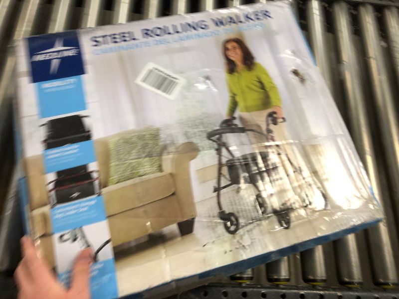 Photo 2 of Medline Steel Rollator Walker Burgundy 350 lbs Capacity