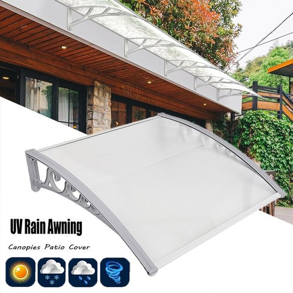 Photo 1 of  2021 New Shelter Porch Front Rain Roof Back Patio Outdoor Shade Cover Door Window Canopy Awning 3 Sizes US (GREY) 20W X85L