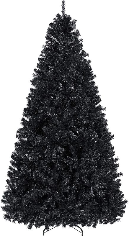 Photo 1 of 7.5ft Halloween Black Artificial Christmas Pine Tree Seasonal Holiday Carnival Home Party Decoration for Home, Office Indoor Outdoor with 1749 Branch Tips and Foldable Stand
