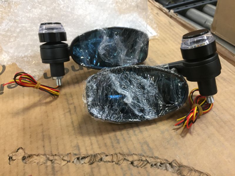 Photo 1 of 2 pack 7/8'' Motorcycle Rearview Side Handlebar Mirrors Bar End Turn Signals DRL Light 4 pieces.