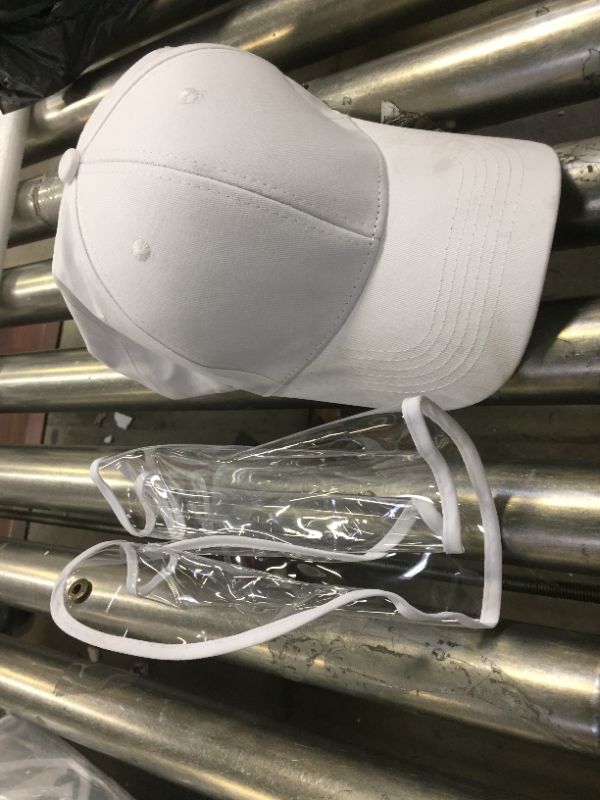 Photo 2 of Adult Baseball Cap Protective Face Shield Hat with Clear Shield - WHITE
