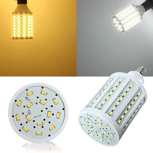 Photo 1 of E14 25W White/Warm White 5630 SMD 102 LED Corn Light Bulbs 110V - White
