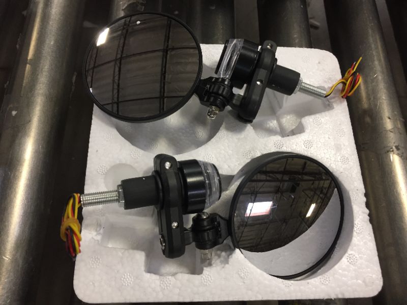 Photo 1 of 7/8" 22mm Motorcycle Round 3" Handlebar Bar End Mirrors Rear View Side Mirror w/Turn Signal For Honda Kawasaki Harley Cafe Racer
