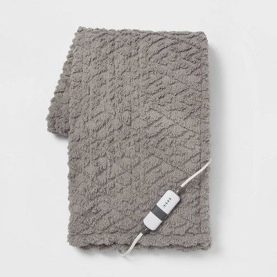 Photo 1 of 50"x60" Electric Solid Diamond Sherpa Throw Blanket Gray -