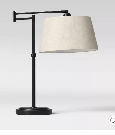 Photo 1 of 23" Traditional Swing Arm Oil Rubbed Table Lamp Black - Threshold™
