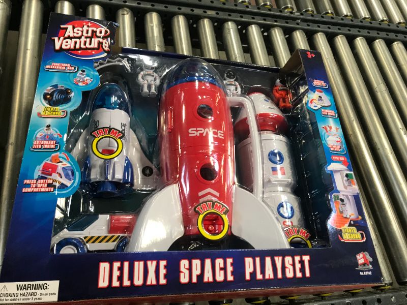 Photo 1 of Astro Venture Deluxe Space Playset Toy - Space Shuttle, Space Station & Capsule, Space Rover & Rocket w/Lights and Sound - Space Toys for Boys and Girls
