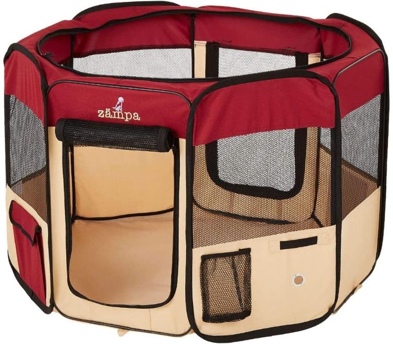 Photo 1 of Zampa Portable Foldable Pet playpen Exercise Pen Kennel + Carrying Case for Larges Dogs Small Puppies/Cats | Indoor/Outdoor Use | Water Resistant
